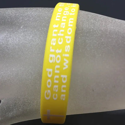 Pack of 30 multi-color jesus christ english cross serenity prayer silicone jewelry bracelets Elastic wristband（mix 7 color）
