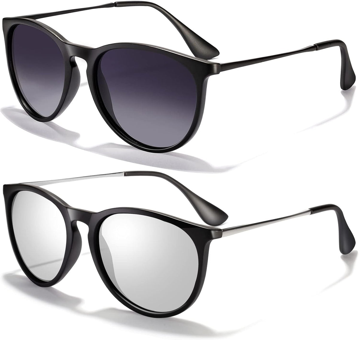 Sunglasses Womens Men Polarized UV Protection Trendy Vintage Retro Round Mirrored Lens Sunglasses For Women