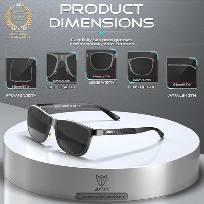 Men'S Retro Metal Frame Driving Polarized Sunglasses for Men Sun Glasses