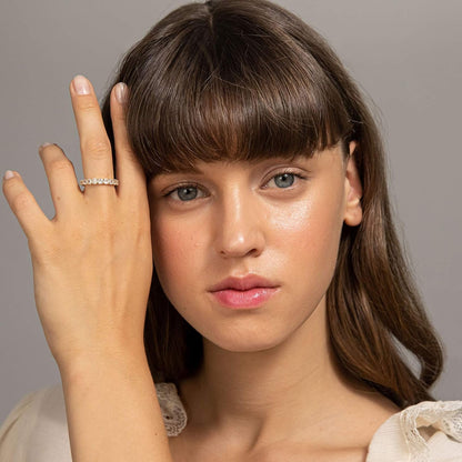 14K Gold Plated Rings with Cubic Zirconia Love - 4Mm Stackable for Women - Gold Rings