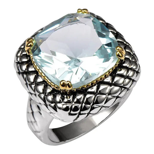 Aquamarine 925 Sterling Silver Fashion Jewelry Wedding Ring For Women Size 6 7 8 9 10 11 F1516