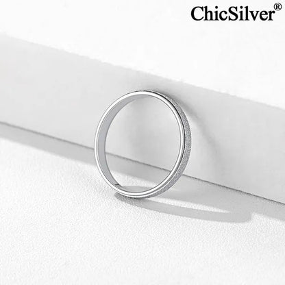ChicSilver 925 Sterling Silver Rings Skinny Sandblast Finish Resistant Comfort Fit Wedding Band 3mm Ring Size 4-12