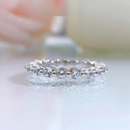 Fashion Bride Jewelry Luxury 925 Sterling Silver Ring Full Eternal Moissanite Diamond Rings for Women Proposal Wedding Engagement Anniversary Party Band Gift