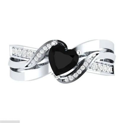 Fashion Heart Cut Purple Natural Amethyst & Diamond Ring Jewelry for Women