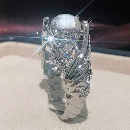Newest Design European and American Fashion Colorful Moonstone Ring Anniversary Gift Engagement Bridal Wedding Jewelry Rings For Women