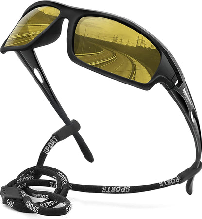 Polarized Sports Sunglasses for Men 100% UV Protection Wrap Around Unbreakable Sun Glasses for Fishing Driving