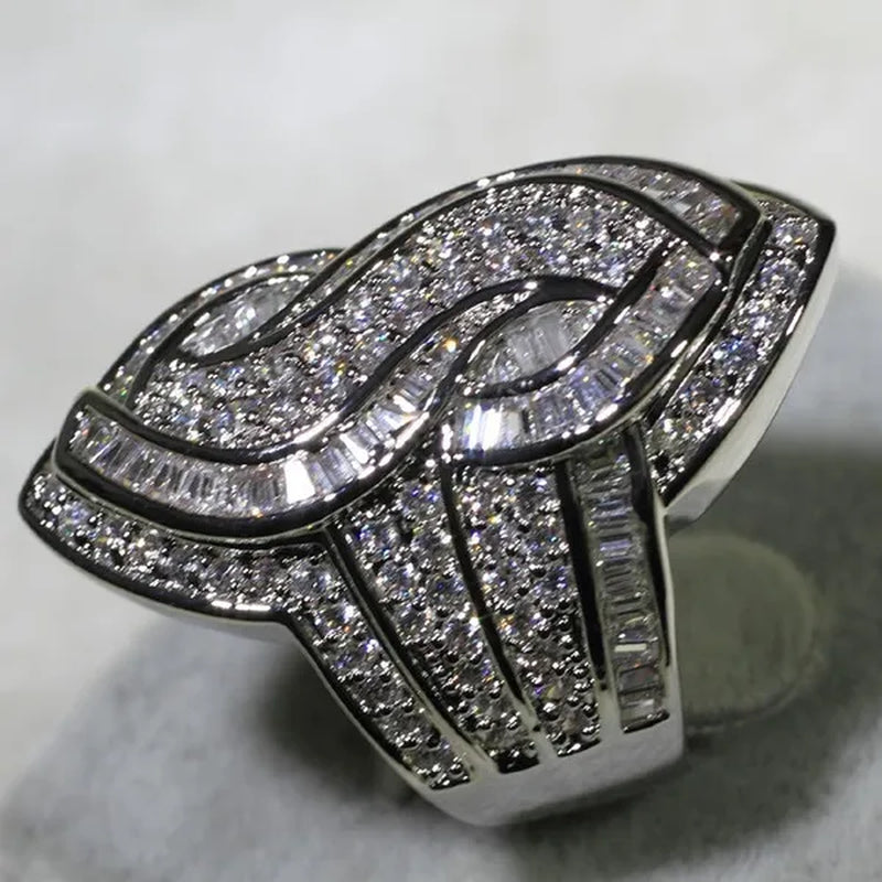 Luxury  Genuine White Sapphire s Wedding Engagement Ring Party Jewelry Gifts