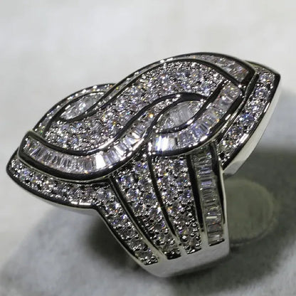 Luxury  Genuine White Sapphire s Wedding Engagement Ring Party Jewelry Gifts