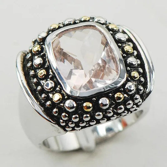 Morganite 925 Sterling Silver Fashion Ring Size 6 7 8 9 10 F957