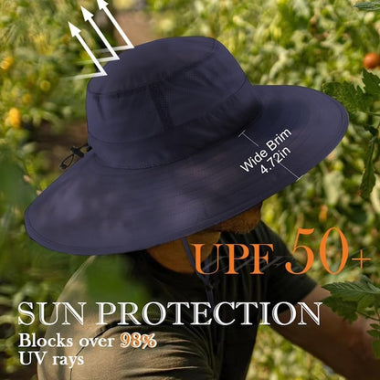 UPF50+ Mens Sun Hat Wide Brim Fishing Hat Foldable Large Brim UV Protection Sun Hat for Men Women Beach Gardening
