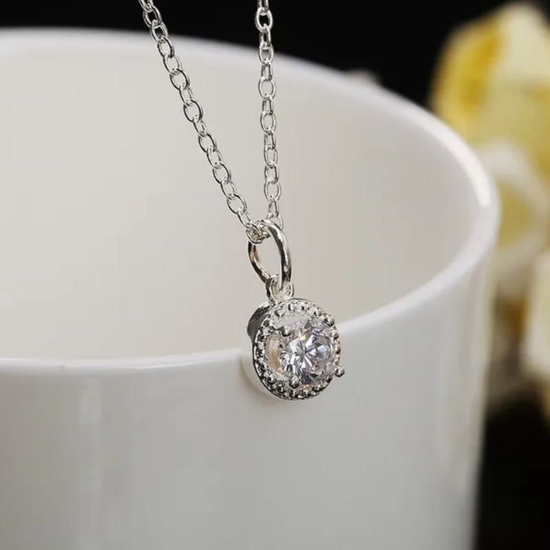 925 Sterling Silver Cute Solid Christmas Gift Noble Fashion Elegant Women Shiny Crystal CZ Necklace Earring Ring Jewelry Set