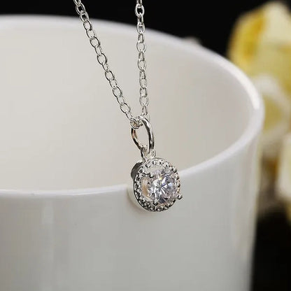 925 Sterling Silver Cute Solid Christmas Gift Noble Fashion Elegant Women Shiny Crystal CZ Necklace Earring Ring Jewelry Set
