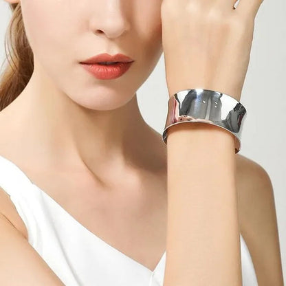 FASHION 925 Sterling Silver Minimalist Cuff Bangle