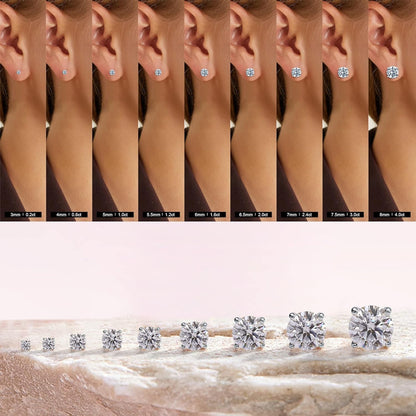 0.2-4ct Moissanite Screw Back Earrings for Women, D Color VVS1 Clarity Lab Created Diamond Earring 18K White Yellow Rose Gold Ruthenium Vermeil 925 Sterling Silver Round Moissanite Earrings