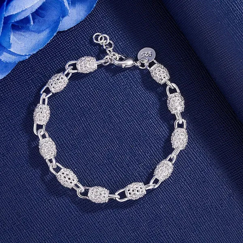 925 Sterling Silver Bracelet Exquisite Ball Flower Bracelet for Woman Fashion Jewelry Birthday Gift