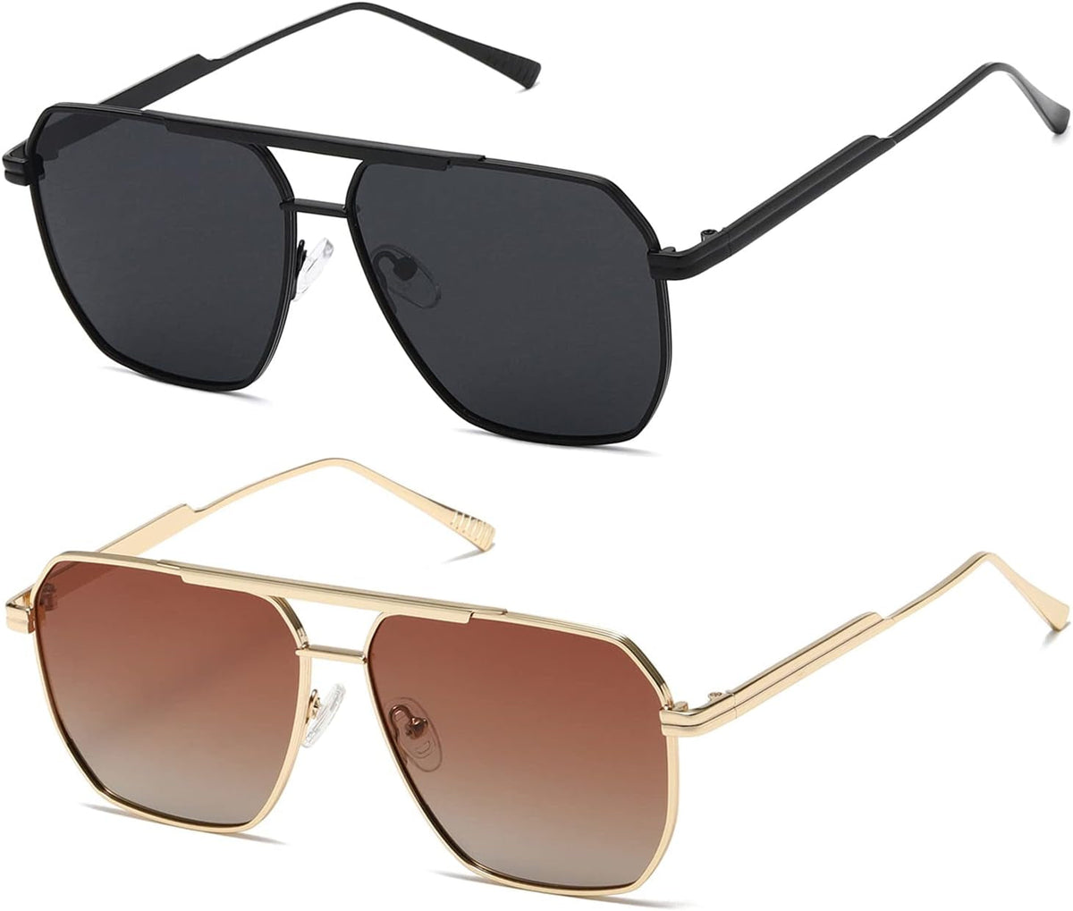 Polarized Sunglasses Womens Men Retro Oversized Square Vintage Shades Classic Large Metal Sun Glasses K1221