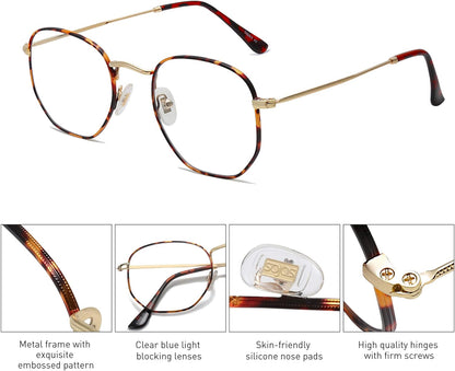 Small Blue Light Blocking Glasses Hexagonal Eyeglasses Frame Anti Blue Ray Glasses One and Only SJ5036