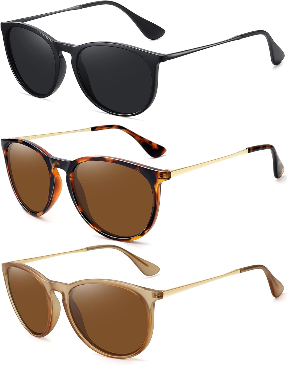 Retro sunglasses womens 2024 trendy round classic glasses