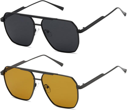 Polarized Sunglasses Womens Men Retro Oversized Square Vintage Shades Classic Large Metal Sun Glasses K1221