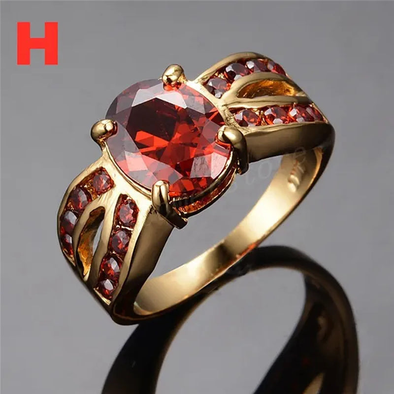 Exquisite Retro 18K Gold Natural Garnet Red Ruby Gemstone Ring Anniversary Gift Romantic Bride Engagement Wedding Party Bands Fine Jewelry