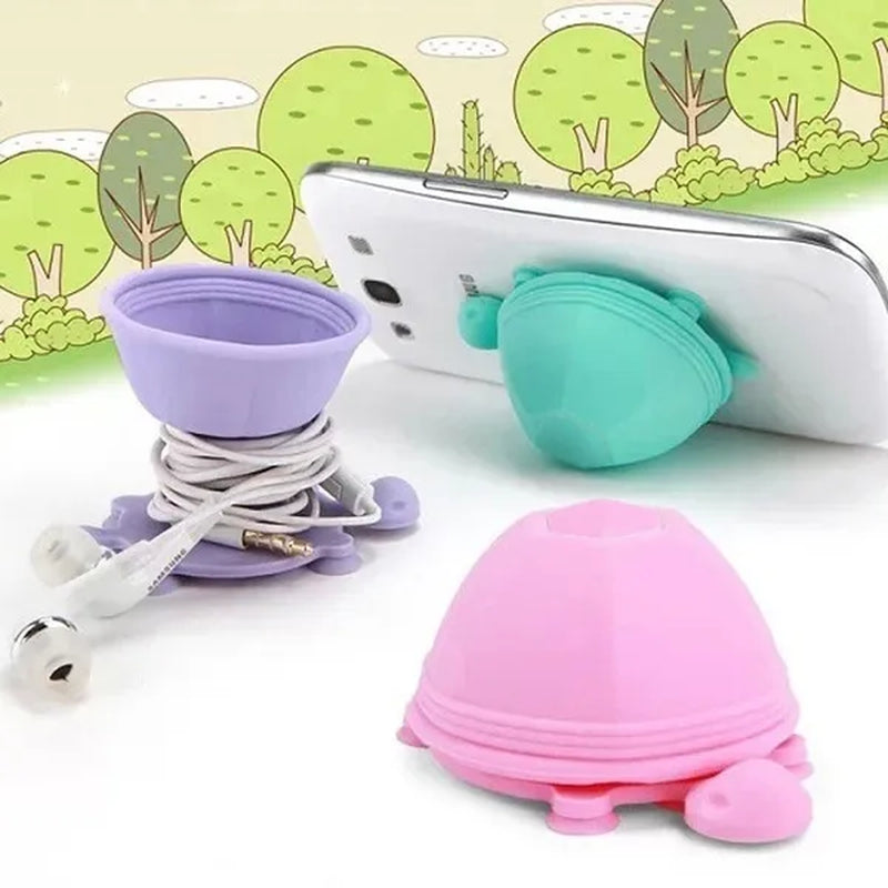 Cute Mobile Phone Accessories Turtle Phone Stand Holder Earphone USB Cable Winder Line Fixer Cable Holder Wire Clip