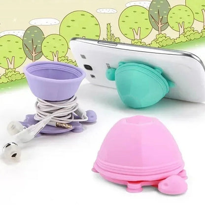 Cute Mobile Phone Accessories Turtle Phone Stand Holder Earphone USB Cable Winder Line Fixer Cable Holder Wire Clip