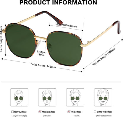 Classic Trendy Square Sunglasses for Women Men Cute Big Frame Gold Shades SJ1137