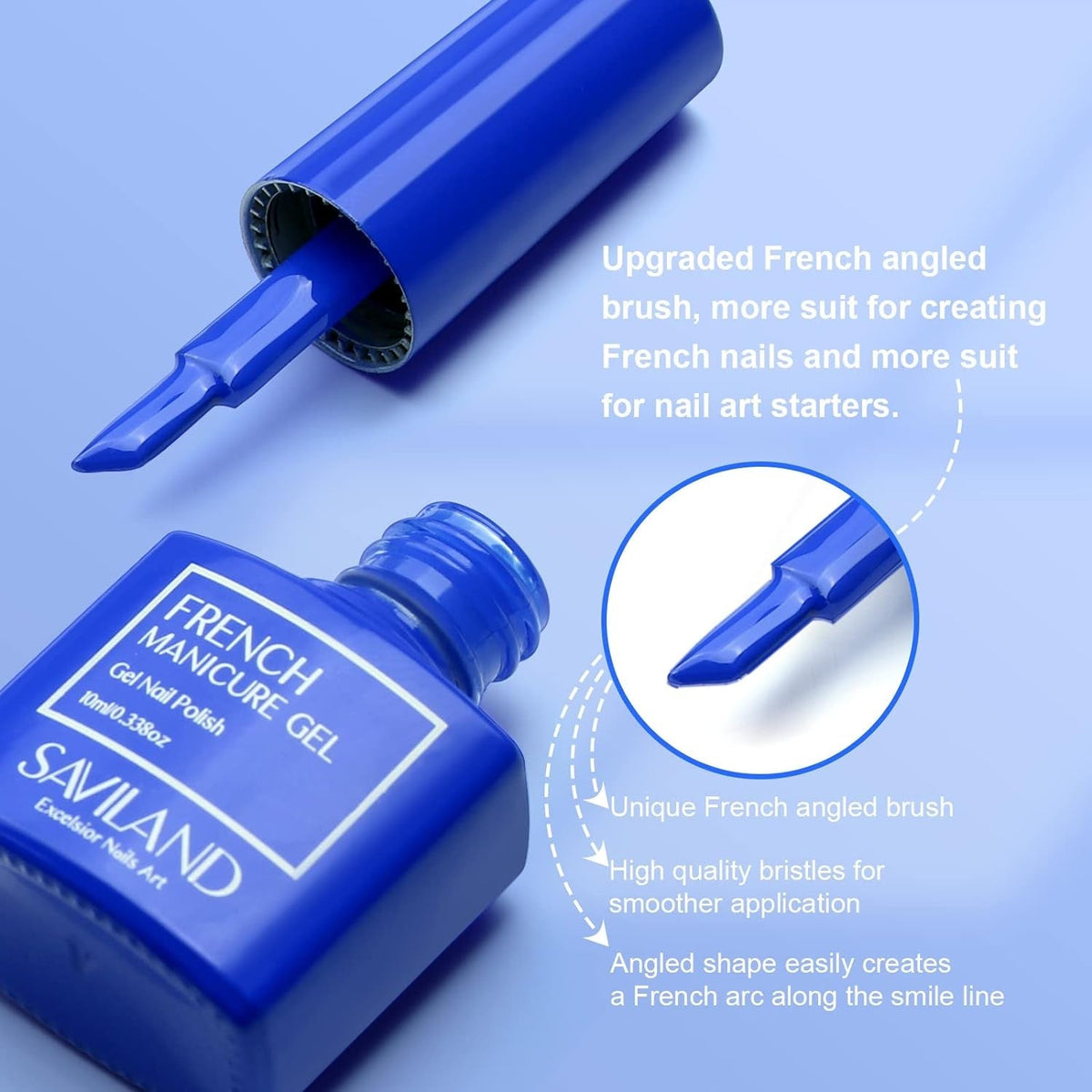 French Gel Nail Polish - 1PC 10ML Blue Gel Polish U V LED Soak Off Gel Quick French Manicure Gel Polish Nail Salon DIY Home for Starters Professionals Party