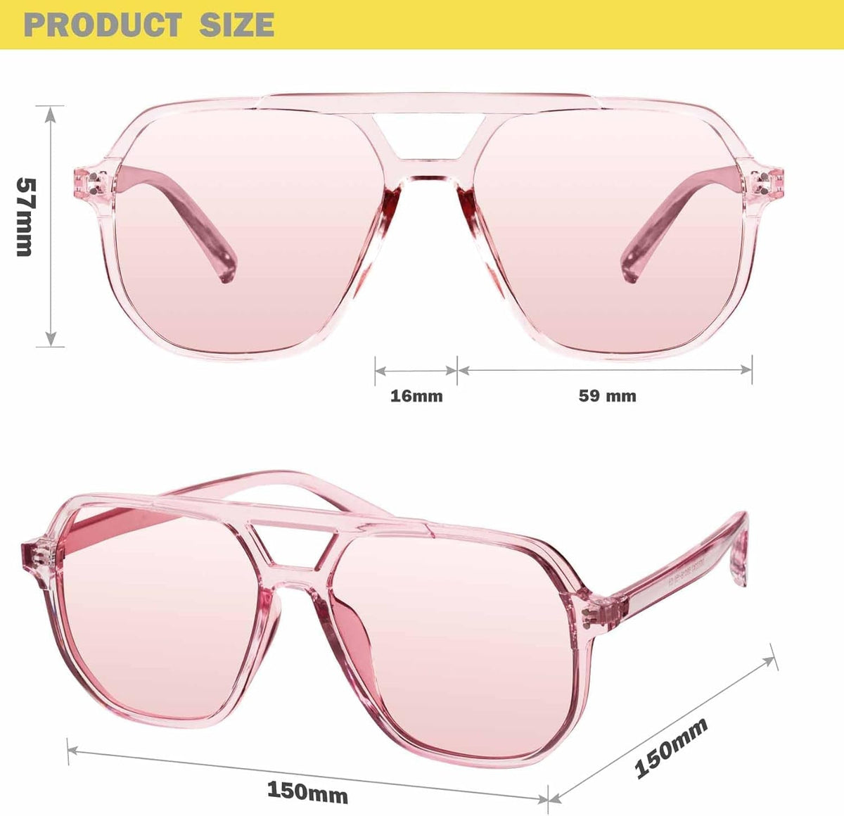 Oversized Aviator Sunglasses for Women and Men with Polarized Lens MS52243