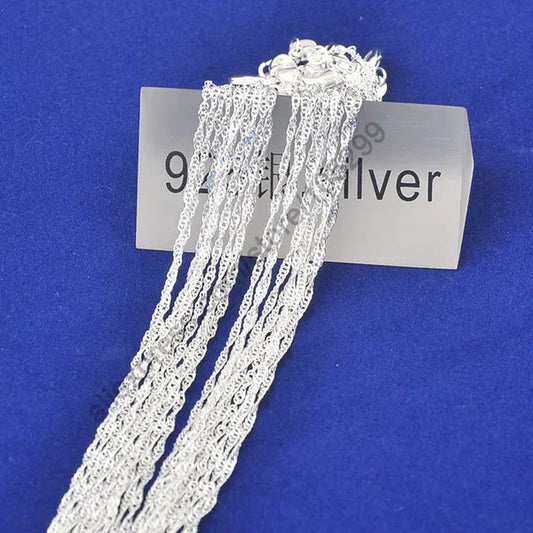 Fine Nice Wholesale 10Pcs Chain 30" 925 Pure Solid Sterling Silver Jewelry  Water Wave Necklace Chains With Lobster Clasps