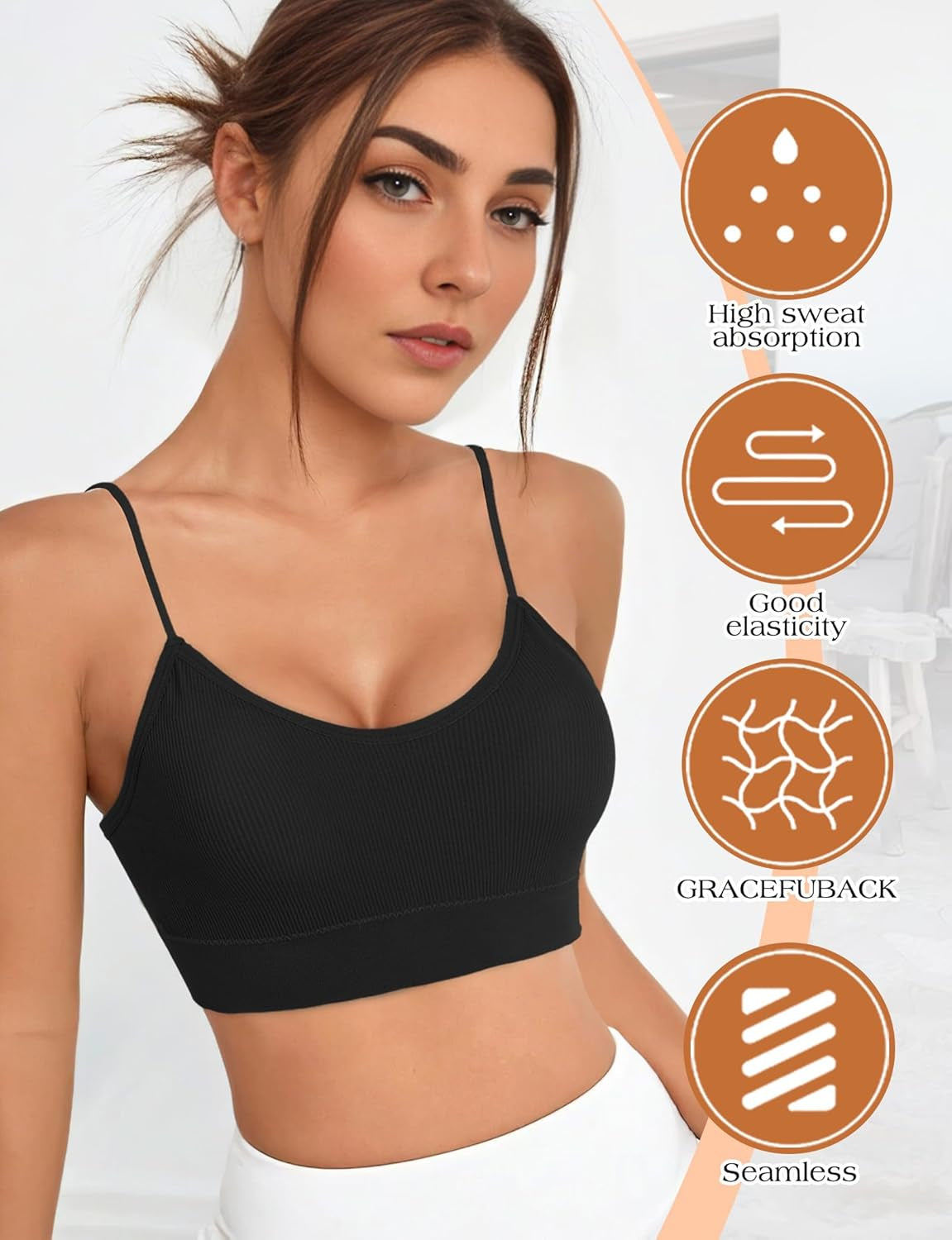 2-4PCS Women'S V-Neck Padded Seamless Straps Bralette, Everyday Basic Sleeping Bra, Sports Bras for Women, Sports Bra