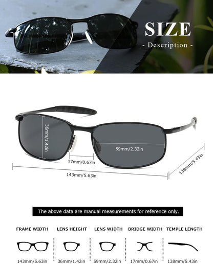 Polarized Sunglasses for Men Rectangle Metal Frame Retro Sun Glasses AE0395