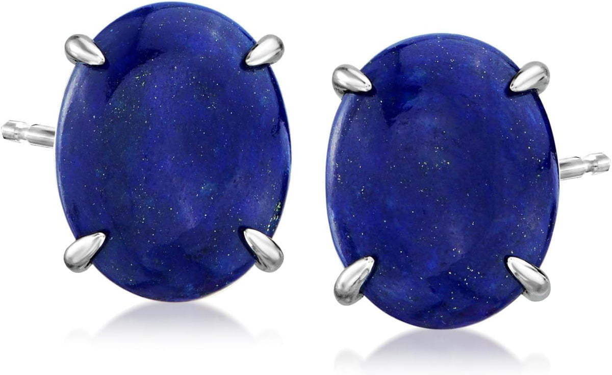 Lapis Stud Earrings in Sterling Silver