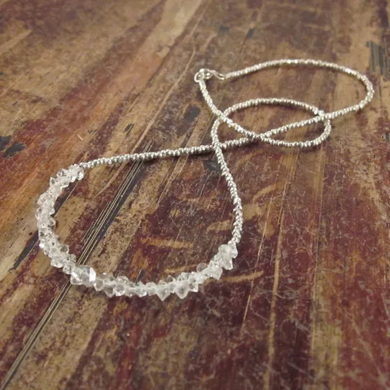 Herkimer Diamond Necklace Herkimer Necklace April Birthstone Necklace Herkimer Diamond Necklaces Raw Crystal Beaded Necklaces