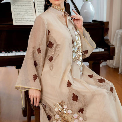 Abaya for Women Muslim Kaftan Floral Maxi Dresses Dubai Turkey Middle East Islam Caftan Ramadan Eid Party Robe