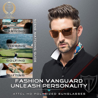 Men's Retro Metal Frame Driving Polarized Sunglasses For Men Sun glasses