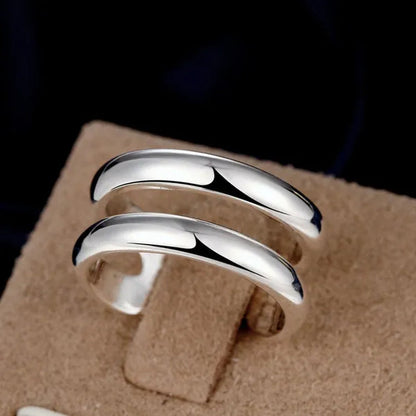 925 Sterling Silver Thumb Finger Ring Opening Double Lines With  Vintage Fashion Silver Engagement Rings for Women Men