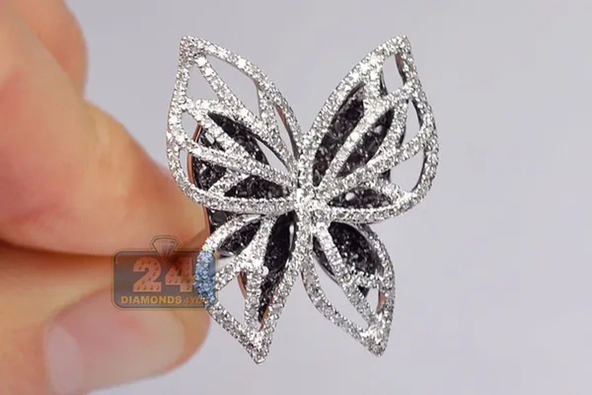 Dazzling 925 Sterling Silver Natural Gemstone White Sapphire Diamond Butterfly Brand Ring Wedding Engagement Jewelry