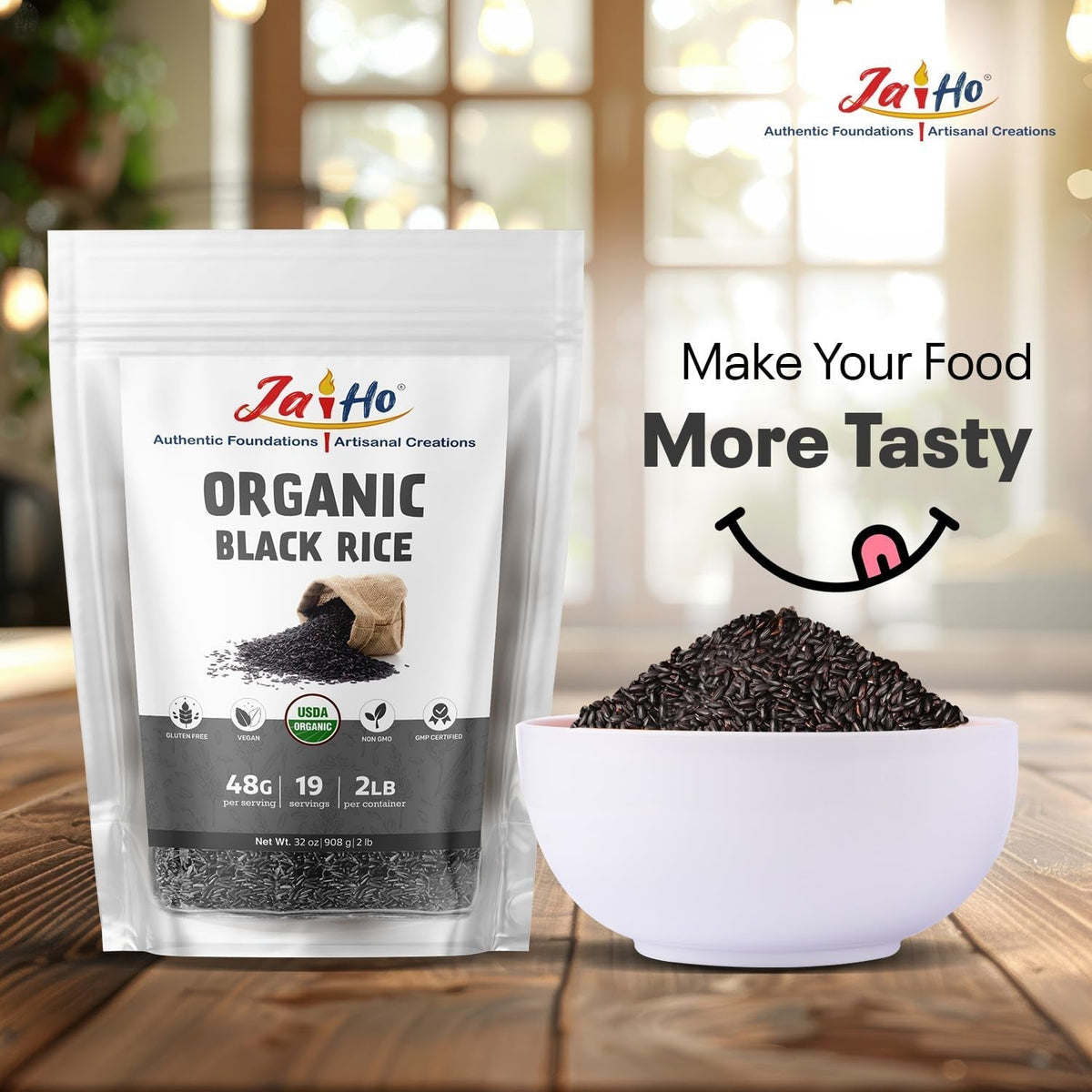 Certified USDA Organic Black Rice Whole Grain - 2 LB - Gluten Free, Vegan, Non-Gmo - Resealable Zip Lock Pouch - by