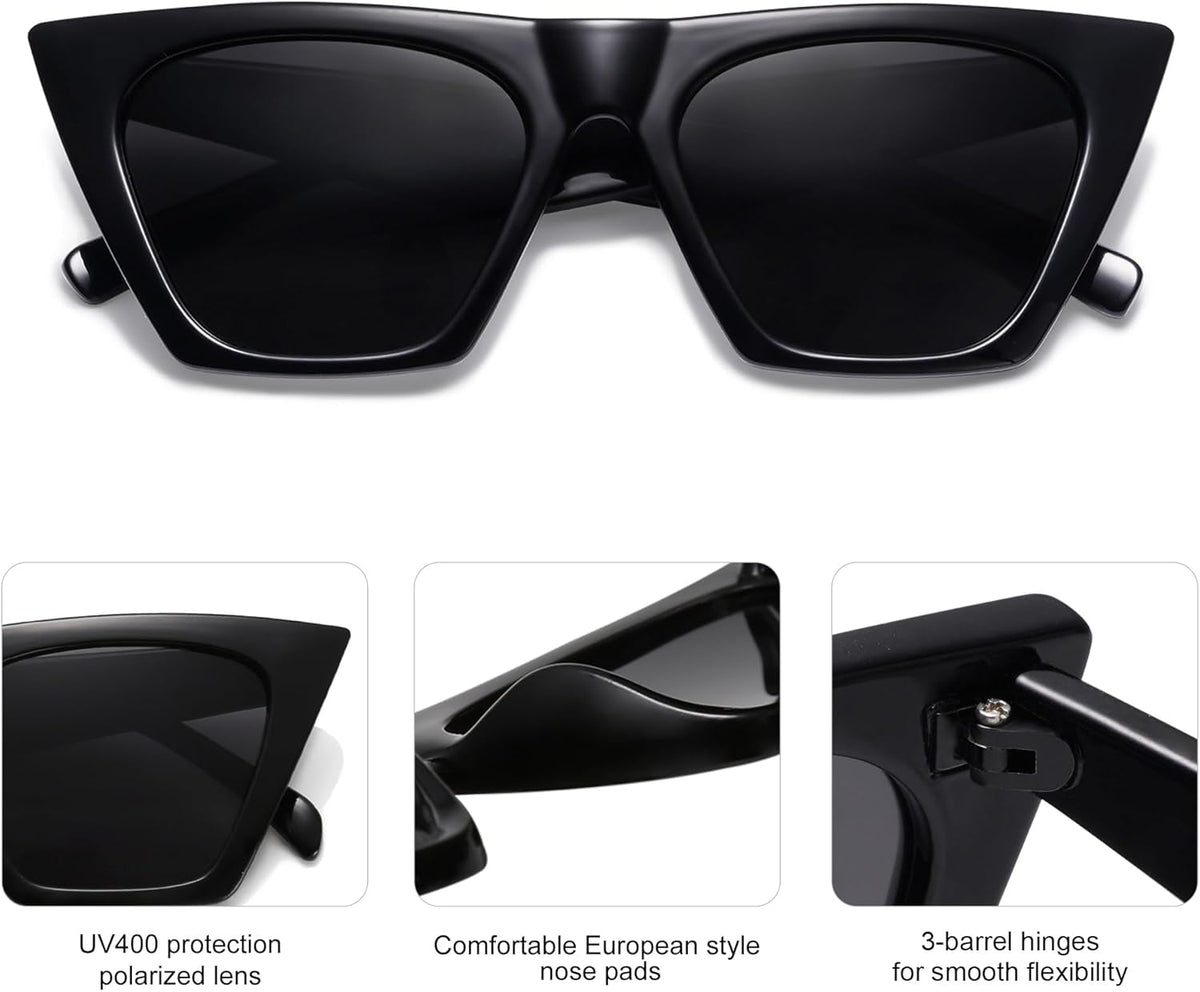 Trendy Oversized Square Cateye Polarized Sunglasses Womens Big Frame Shades SJ2115