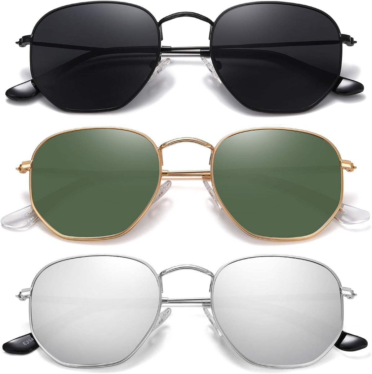 Polarized Hexagon Sunglasses for Women Men Polygon Square Sun Glasses UV400 Protection Metal Frame