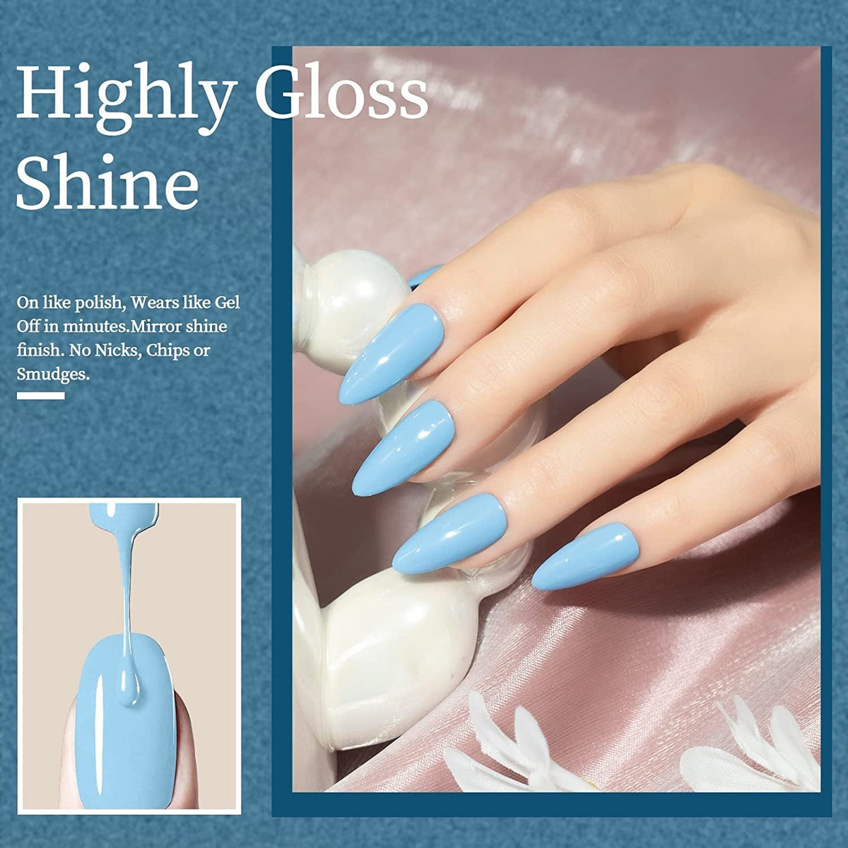15ML Blue Gel Nail Polish 1Pc Baby Blue Gel Polish Soak Off UV LED Nail Gel Polish Nail Art Starter Manicure Salon DIY at Home, 0.5 OZ