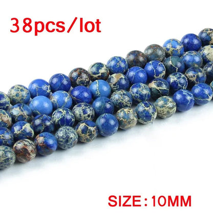 Sapphire Blue Imperial Pine Turquoise Beads Natural Stone Top Quality Loose Beads 4/6/8/10/12MM Jewelry Bracelet Accessories DIY
