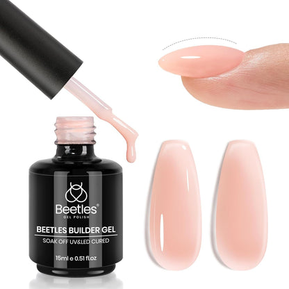 Beetles Builder Nail Gel 12 Pcs, 8-in-1 Pink Pastel Nude Gel Builder for Nails Beige White Colors Hard Gel Builder Extension Gel Nail Strengthener Nail Art Design Spring Gifts for Girls and Women