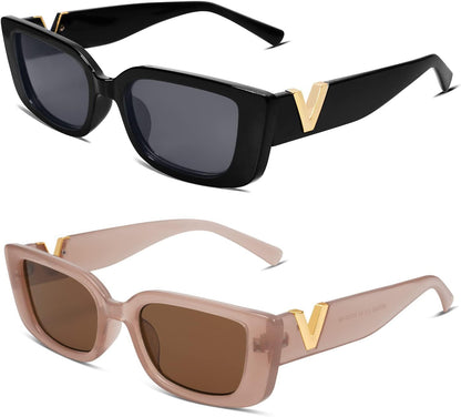 Rectangle Sunglasses for Women 90s Retro Trendy Y2K Classical Vintage Square Shades AR82037