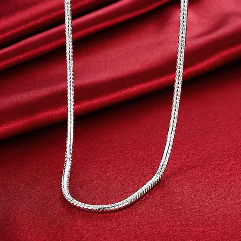 Men Women Snake Chain Necklace 925 Sterling Silver 1MM/2MM/3MM/4MM Thick Silver Necklaces Fashion Wedding Party Exquisite Jewelry(8-30Inch)