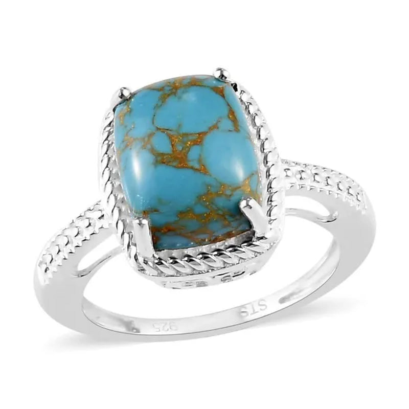 925 Silver Blue Turquoise Statement Solitaire Ring for Women Jewelry  Boho Western Birthday Gifts for Women