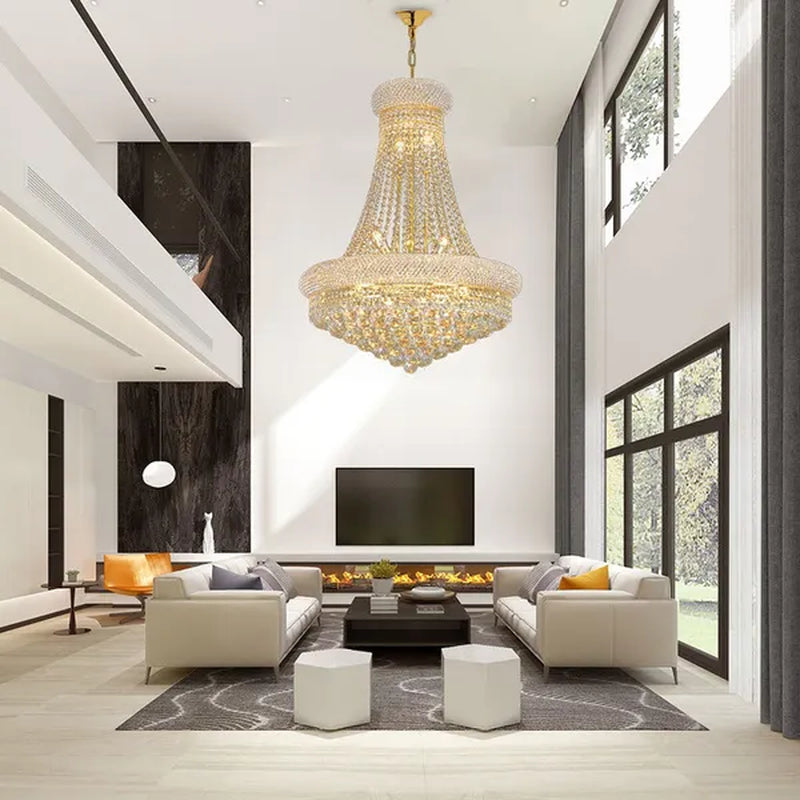 14-Lights Crystal Chandelier Modern French Empire Pendant Lamp Ceiling Hanging Lighting Fixture