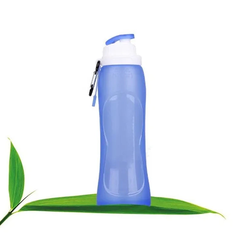 Silicone sports water bottle can be folded silicone water bag convenient travel water cup outdoor folding water bottle
