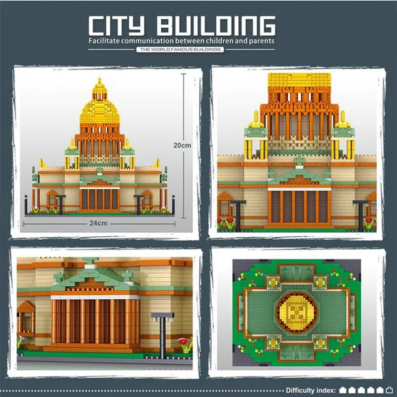 World Architecture Colosseum Leaning Tower Louvre Museum Cathedral Museum Church 3D Model DIY Mini Diamond Blocks Bricks Building Toy for Children Gift no Box